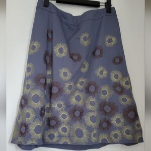 Amazing Boden Steel Blue Threaded Sunflower Knee-Length Skirt, 16